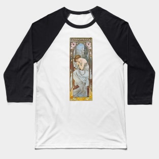 Alphonse Mucha - Nocturnal Slumber Baseball T-Shirt